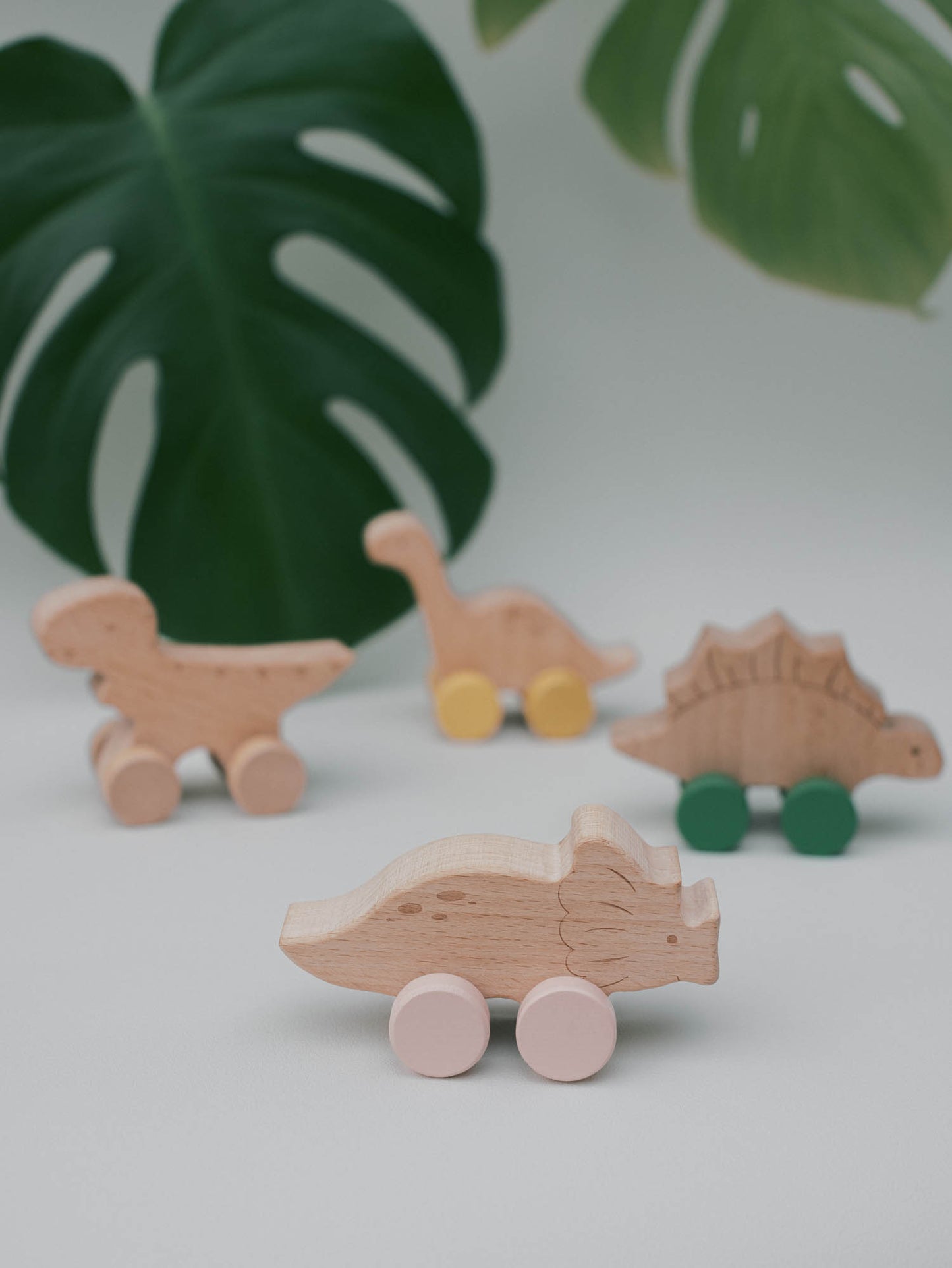 Wood Dinosaur Car Set