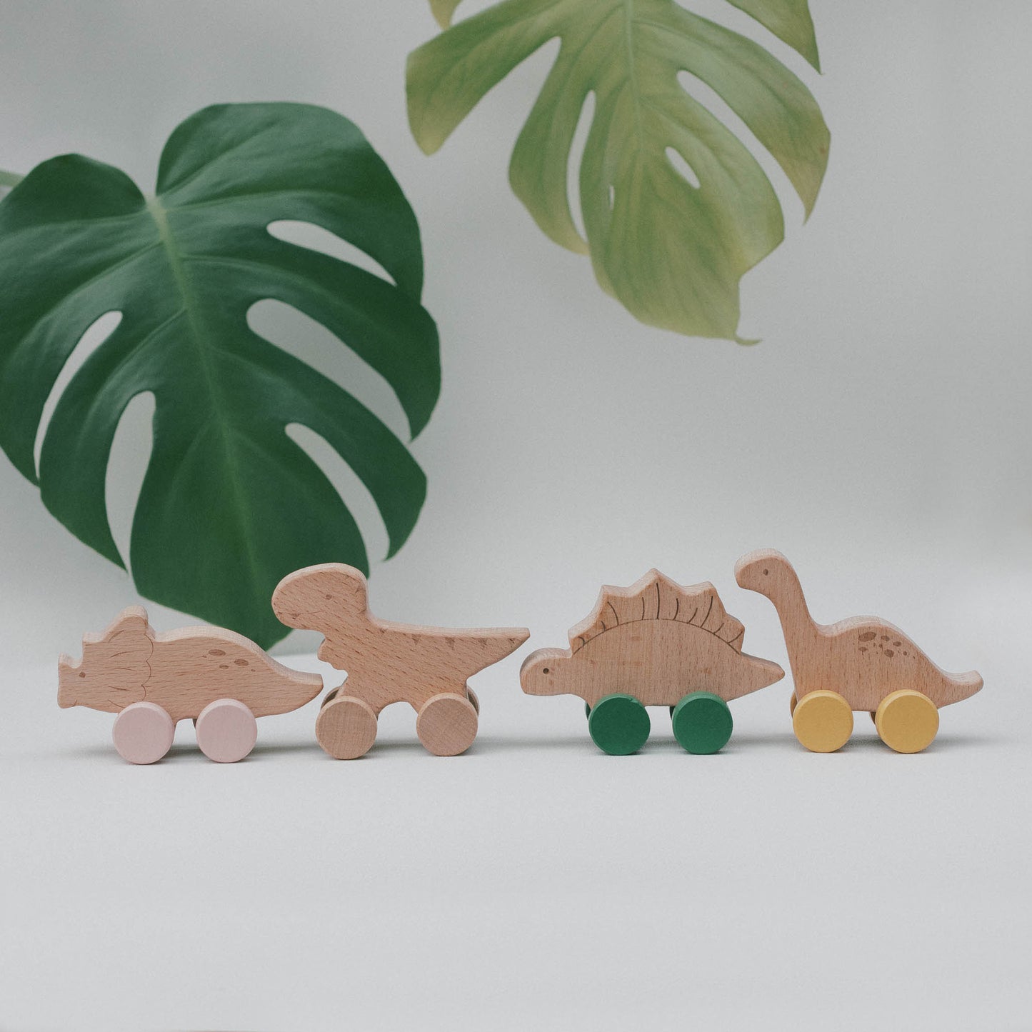 Wood Dinosaur Car Set