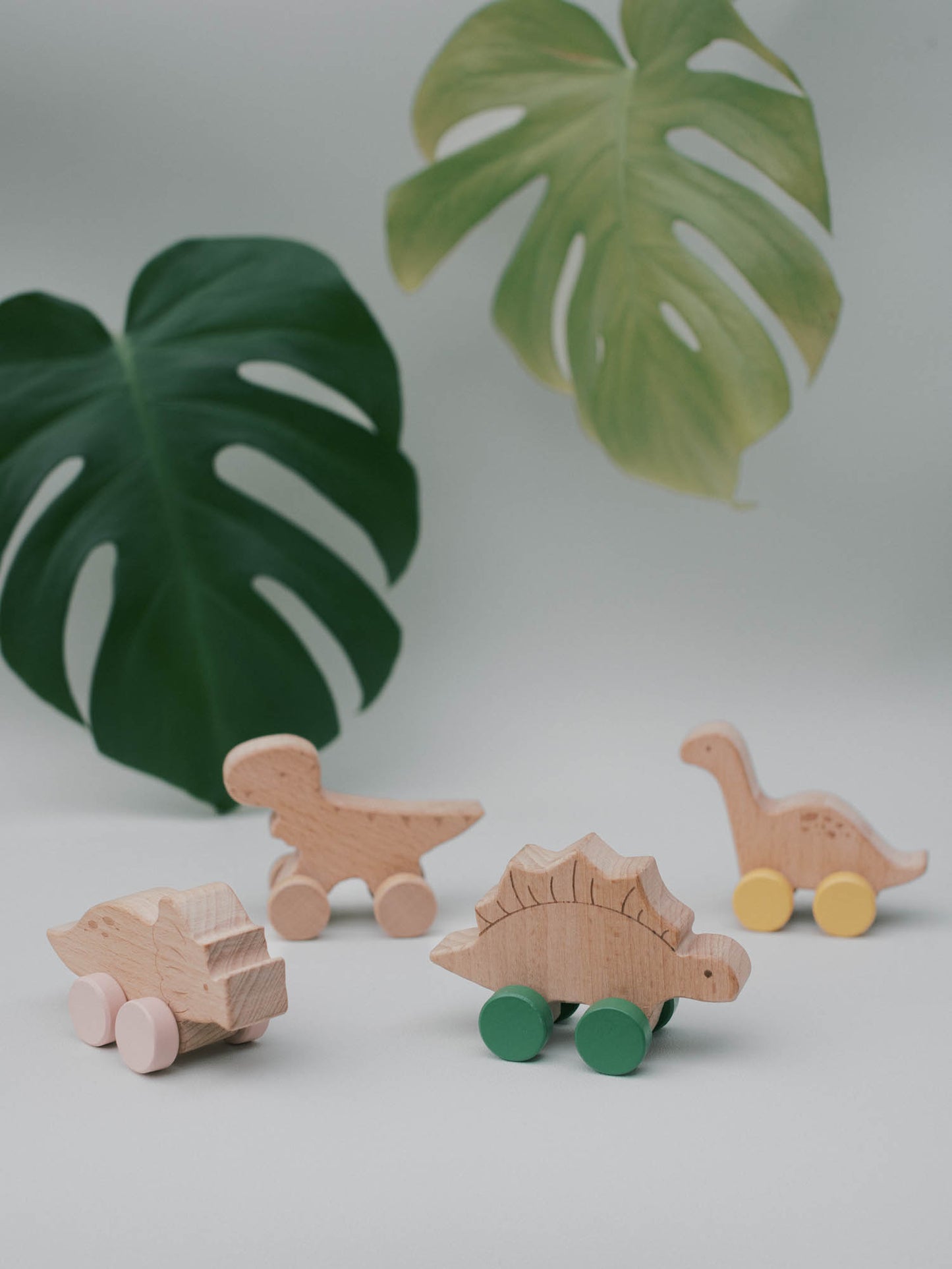 Wood Dinosaur Car Set