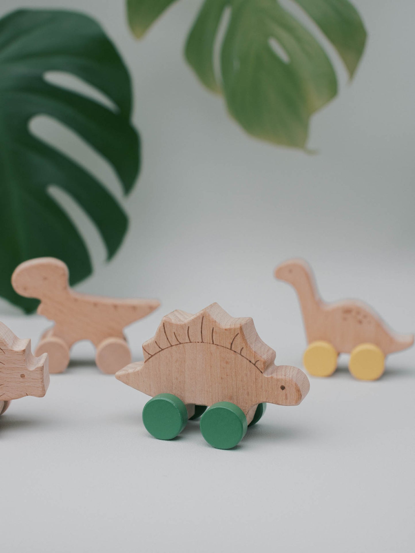 Wood Dinosaur Car Set